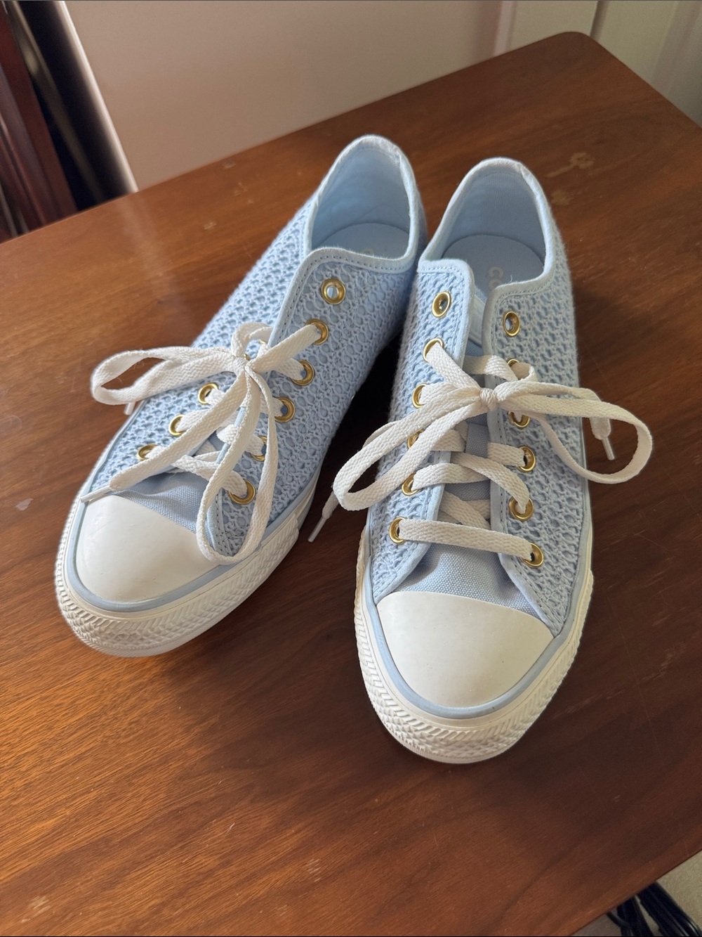 Converse Light Blue Crochet Low-Top Sneakers with White Accents